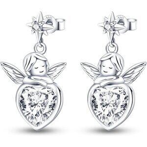 Women's Angel Stone Hoop Earrings Glow in the Dark Zirconia Hypoallergenic